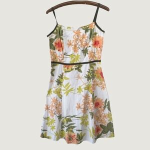 Scott Floral Sundress Medium White Green Orange Cottagecore Summer Dress